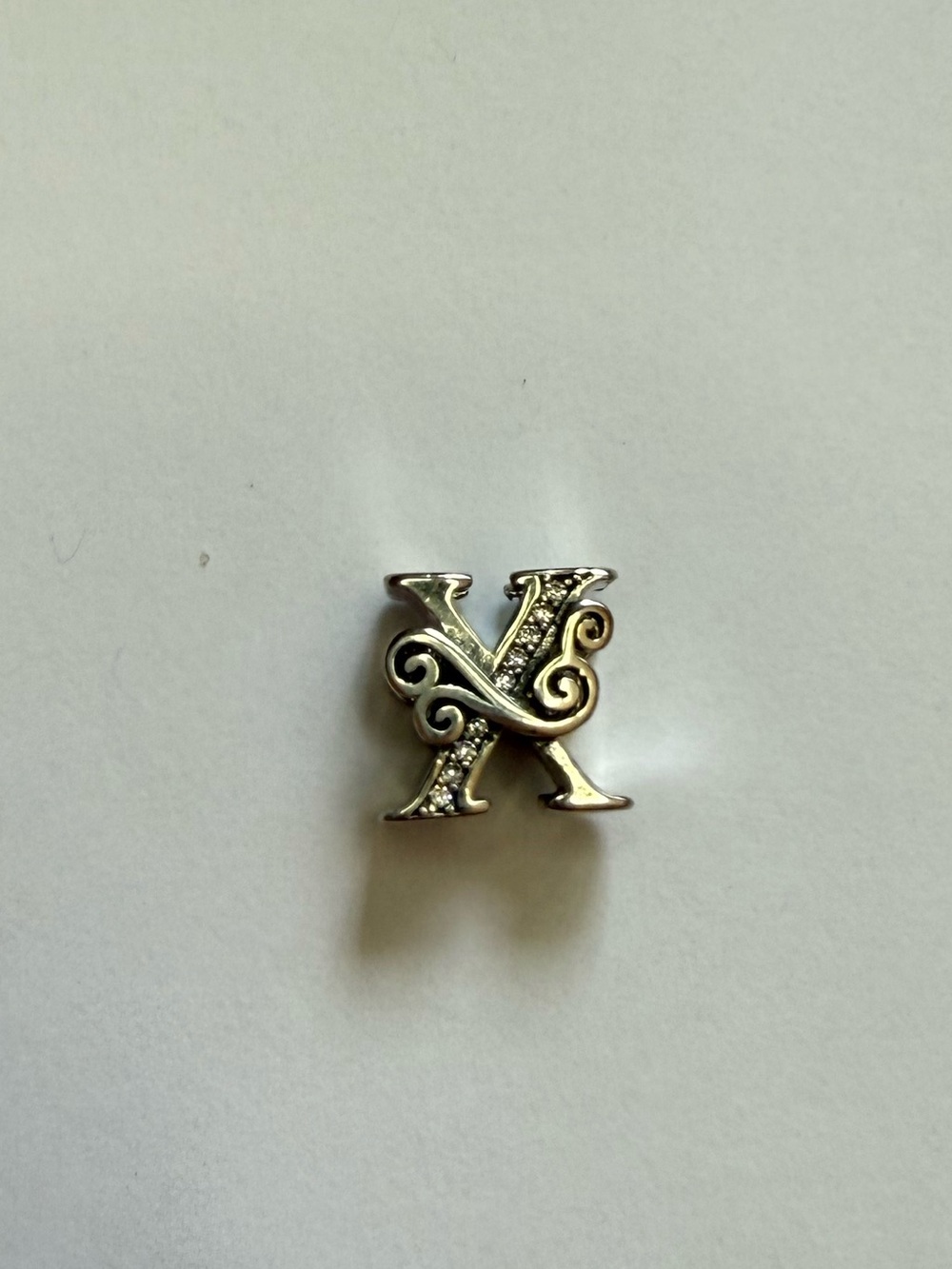 Vintage Alphabet Letters X Charm 925 Silver Charm